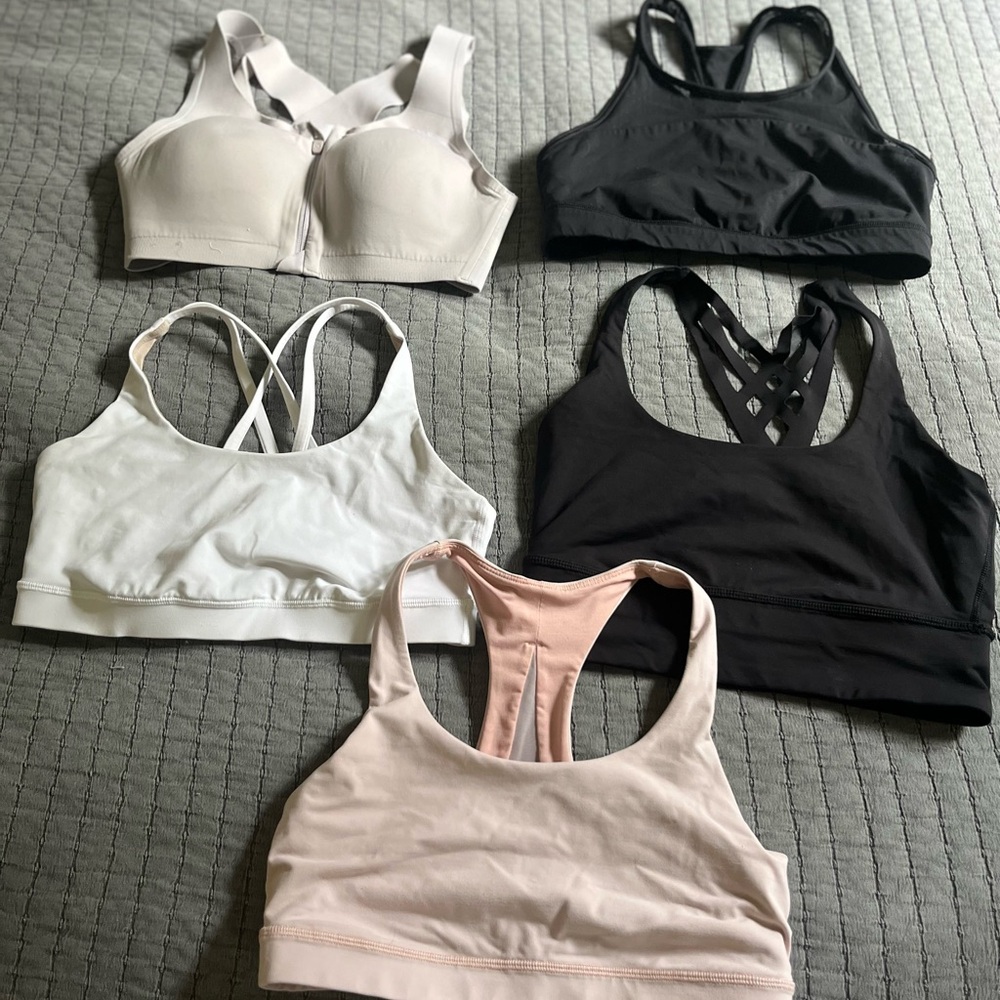 lululemon athletica Sports Bras - Black, White, Pink set of five size 8